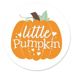 Big Dot of Happiness Little Pumpkin - Fall Birthday Party or Baby Shower Circle Sticker Labels - 24 Count
