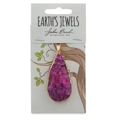 John Bead Earth's Jewels Semi-Precious Pendant - Fuchsia, 50 mm