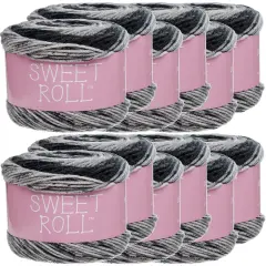 Multipack of 12 - Premier Yarns Sweet Roll Yarn-Black Pepper Swirl