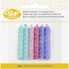 Candles 12/Pkg-Teal, Pink And Purple Mettalic