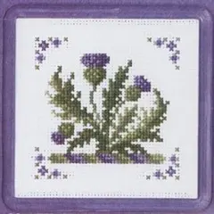 Textile Heritage Counted Cross Stitch Coaster Kit - Victorian Thistles Multicolor