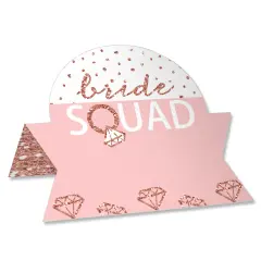 Big Dot of Happiness Bride Squad - Rose Gold Bridal Shower or Bachelorette Party Tent Buffet Card - Table Setting Name Place Cards - Set of 24