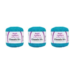 Aunt Lydia Classic Parakeet Crochet - 3 Pack of 350y/320m - Cotton - Gauge 10 - Crochet