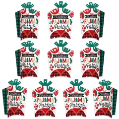 Big Dot of Happiness Christmas Pajamas - Table Decorations - Holiday Plaid PJ Party Fold and Flare Centerpieces - 10 Count
