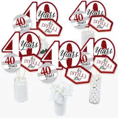 Big Dot of Happiness We Still Do - 40th Wedding Anniversary - Anniversary Party Centerpiece Sticks - Table Toppers - Set of 15