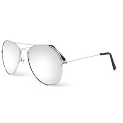 Big Mo's Toys Silver Mirrored Aviator Sunglasses Shades &ndash; 70&rsquo;s Style Adult Aviators Costume Glasses - 1 Pair