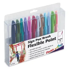 Pentel Arts Brush Tip Sign Pens - Secondary Colors, Set of 12