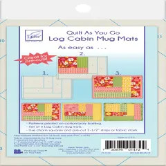 June Tailor Quilt As You Go Log Cabin Mug Mats 3/Pkg-Finished Size 8.5"X10.5"