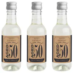 Big Dot of Happiness 50th Milestone Birthday - Mini Wine and Champagne Bottle Label Stickers - Birthday Party Favor Gift for Women and Men - Set of 16