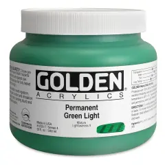 Golden Heavy Body Artist Acrylics - Permanent Green Light, 32 oz Jar