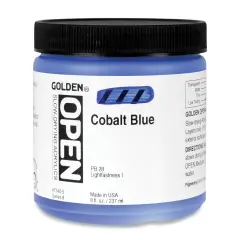 Golden Open Acrylics - Cobalt Blue, 8 oz Jar