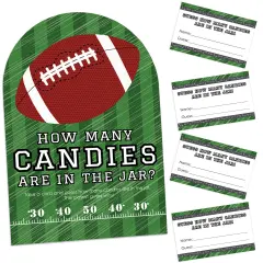 Big Dot of Happiness End Zone - Football - How Many Candies Baby Shower or Birthday Party Game - 1 Stand and 40 Cards - Candy Guessing Game