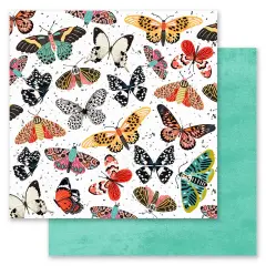 Painted Floral Collection 12x12 Sheet - Butterflies galore - 12x12 in, w foil details (10 SHEETS)