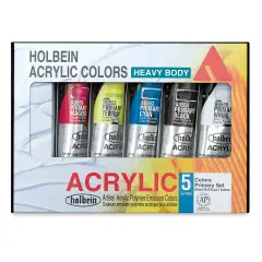 Holbein Heavy Body Artist Acrylics - Set of 5, Primary Colors, 60 ml