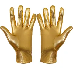 Metallic Gold Costume Gloves - Shiny Gold Princess Evening Stretch Dress Glove Set for Men, Women and Kids