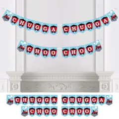 Big Dot of Happiness Railroad Party Crossing - Steam Train Birthday Party or Baby Shower Bunting Banner - Party Decorations - Chugga Chugga Choo Choo