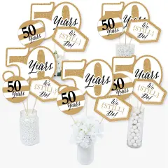 Big Dot of Happiness We Still Do - 50th Wedding Anniversary - Anniversary Party Centerpiece Sticks - Table Toppers - Set of 15