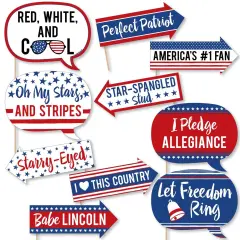 Big Dot of Happiness Funny Stars & Stripes - Memorial Day, 4th of July and Labor Day USA Patriotic Party Photo Booth Props Kit - 10 Piece