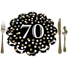 Big Dot of Happiness Adult 70th Birthday - Gold - Birthday Party Round Table Decorations - Paper Chargers - Place Setting For 12