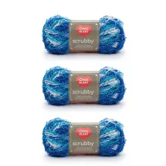 Red Heart Scrubby Waves Yarn - 3 Pack of 85g/3oz - Polyester - 4 Medium (Worsted) - 78 Yards - Knitting/Crochet