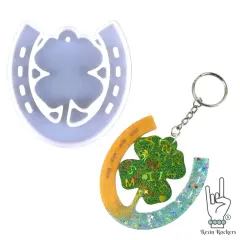 UV Safe Horseshoe With Shamrock Clover Keychain or Ornament Silicone Mold for UV & Epoxy Resin Art