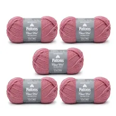 Patons Classic Wool Rose Yarn - 5 Pack of 3.5oz/100g - Wool - 4 Medium - 210 Yards - Knitting/Crochet