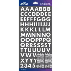 Sticko Alphabet Stickers - Futura Bold Small, White, 178pcs