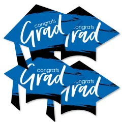 Big Dot of Happiness Blue Graduation - Grad Cap Decorations DIY Party Essentials - Set of 20