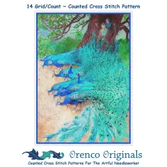 A Muster Of Peacock Birds by Warwick Goble Counted Cross Stitch Pattern