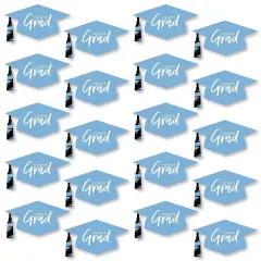 Big Dot of Happiness Light Blue Graduation Hat Decorations - DIY Large Party Essentials - 20 Count