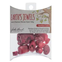John Bead Earth Jewels Bead Assortment - Red Bamboo Coral, Dyed, 100 g