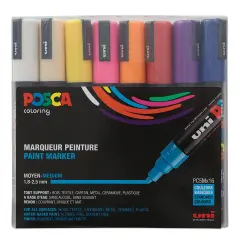 Posca Paint Markers - Set of 16, Assorted Colors, Medium Bullet Tip, 2.5 mm