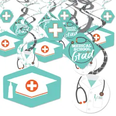 Big Dot of Happiness Medical School Graduation Doctor Decorations Hanging Swirls - Set of 40