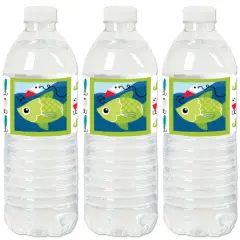 Big Dot of Happiness Let's Go Fishing - Fish Themed Birthday Party or Baby Shower Water Bottle Sticker Labels - Set of 20