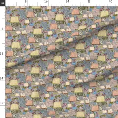 Various Fabrics by the Yard or Fat Quarter Chapter Book Lover Grey Reading Books Hygge Library Time Custom Printed Fabric by Spoonflower