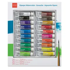 Savoir Faire Opaque Watercolor Gouache - Set of 20 Colors, 10 ml tubes