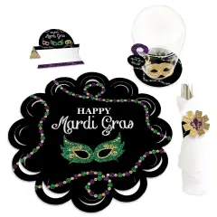 Big Dot of Happiness Mardi Gras - Masquerade Party Paper Charger and Table Decorations - Chargerific Kit - Place Setting for 8