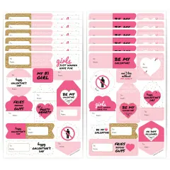 Big Dot of Happiness Be My Galentine - Assorted Galentine's & Valentine's Day Party Gift Tag Labels - To and From Stickers - 12 Sheets - 120 Stickers