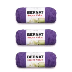 Bernat Super Value Light Damson Yarn - 3 Pack of 198g/7oz - Acrylic - 4 Medium (Worsted) - 426 Yards - Knitting/Crochet