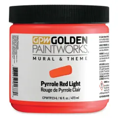 Golden Paintworks Mural and Theme Acrylic Paint - Pyrrole Red Light, 16 oz, Jar
