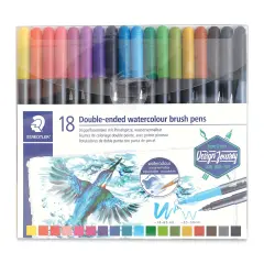 Staedtler Double-Ended Watercolor Brush Pens - Assorted, Set of 18
