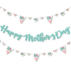 Big Dot of Happiness Colorful Floral Happy Mother's Day - We Love Mom Party Letter Banner Decor - 36 Banner Cutouts & Happy Mothers Day Banner Letters