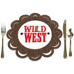 Big Dot of Happiness Western Hoedown - Wild West Cowboy Party Round Table Decorations - Paper Chargers - Place Setting For 12