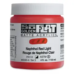 Golden SoFlat Matte Acrylic Paint - Naphthol Red Light, 118 ml, Jar