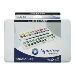 Daler-Rowney Aquafine Watercolors - Set of 48 Studio, Assorted Colors, Half Pan