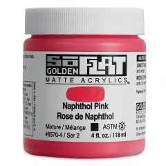 Golden SoFlat Matte Acrylic Paint - Naphthol Pink, 118 ml, Jar