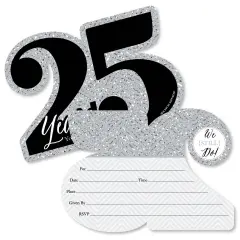 Big Dot of Happiness We Still Do - 25th Wedding Anniversary - Shaped Fill-in Invites - Anniversary Party Invitation Cards with Envelopes - Set of 12