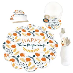 Big Dot of Happiness Happy Thanksgiving - Fall Harvest Party Paper Charger and Table Decorations - Chargerific Kit - Place Setting for 8