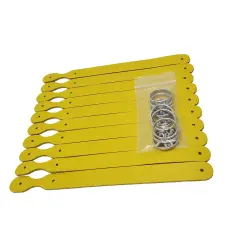 Blank Leather Keychains &ndash; 3/4" Full Grain DIY Kit (10 Pack)-Promotional-Fundraising-Personalized Gifts Yellow