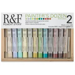 R&F Pigment Sticks - Set of 12 with Gessobord, Painter's Dozen II, 38 ml
